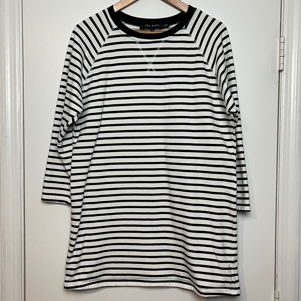 Black & White Stripe Sweatshirt Dress